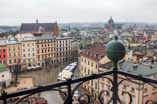 Krakow Square Market view from the town hall Poland