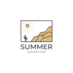 Summer time badge logo design vector illustration