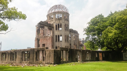 The Hiroshima Peace Memorial (Genbaku Dome) also known as Atomic Bomb Dome in Hiroshima, Japan