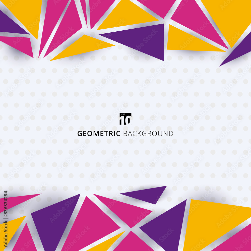 Aufkleber abstract template modern style colorful geometric triangles pattern on polka dot white background.