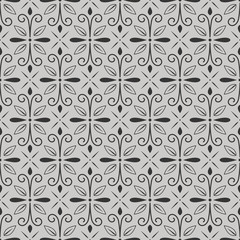 Geometric seamless vector patter, black, grey and white neutral background pattern