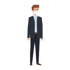 Fototapeta premium businessman with face mask isolated icon vector illustration design
