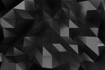 Fototapeta premium Czarne tło geometryczne. Nowoczesna tapeta. 3d renderowania tła ilustracji. Wzór tekstury wielokąta. Trójwymiarowy Minimalne Trójkąt Abstrakcyjne Tło.