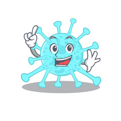 cegacovirus mascot character design with one finger gesture