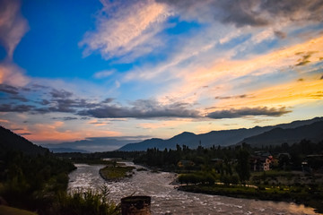 An Eye catching view of colored blue sky at Pahalgam Kashmir,India.