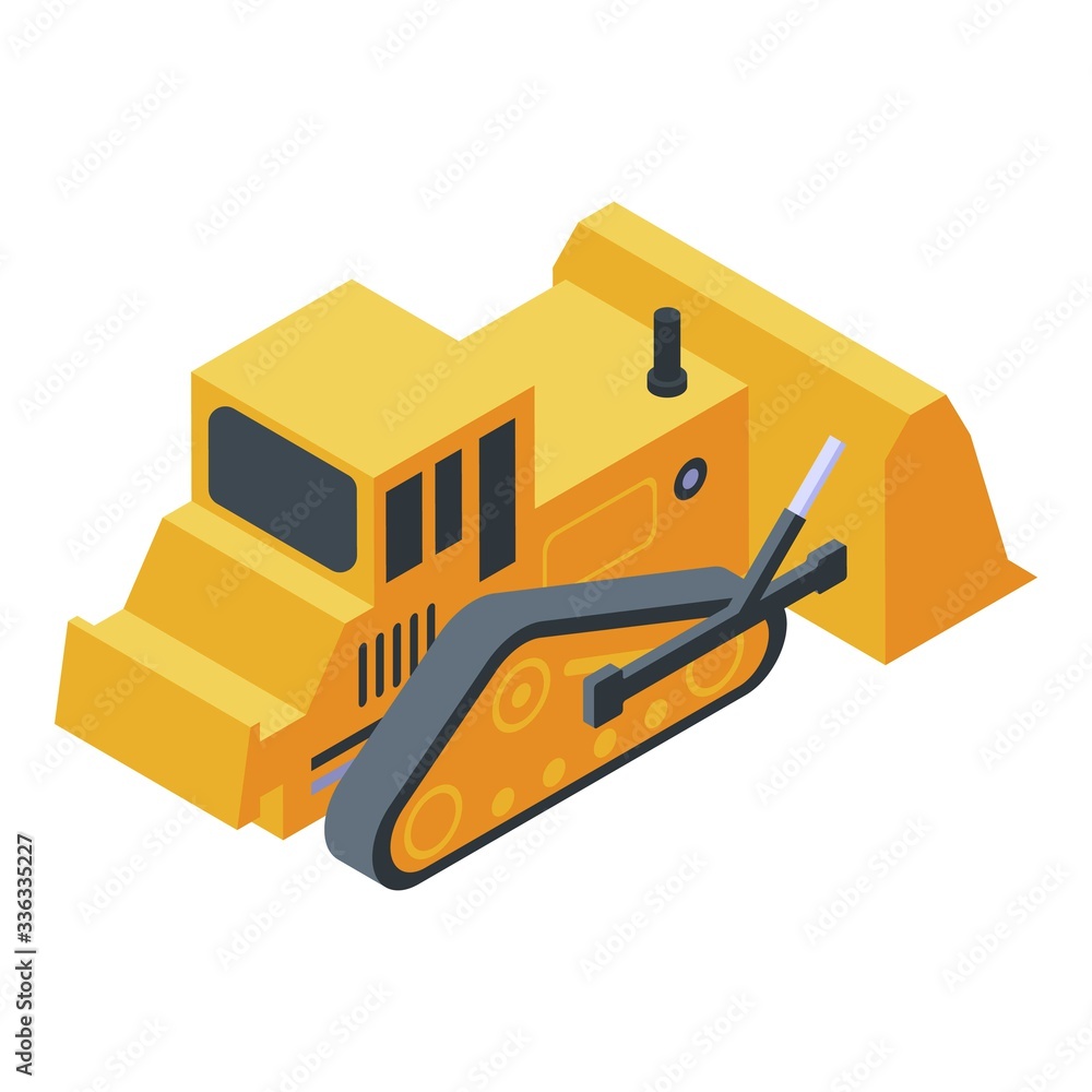 Poster bulldozer machine icon. isometric of bulldozer machine vector icon for web design isolated on white 
