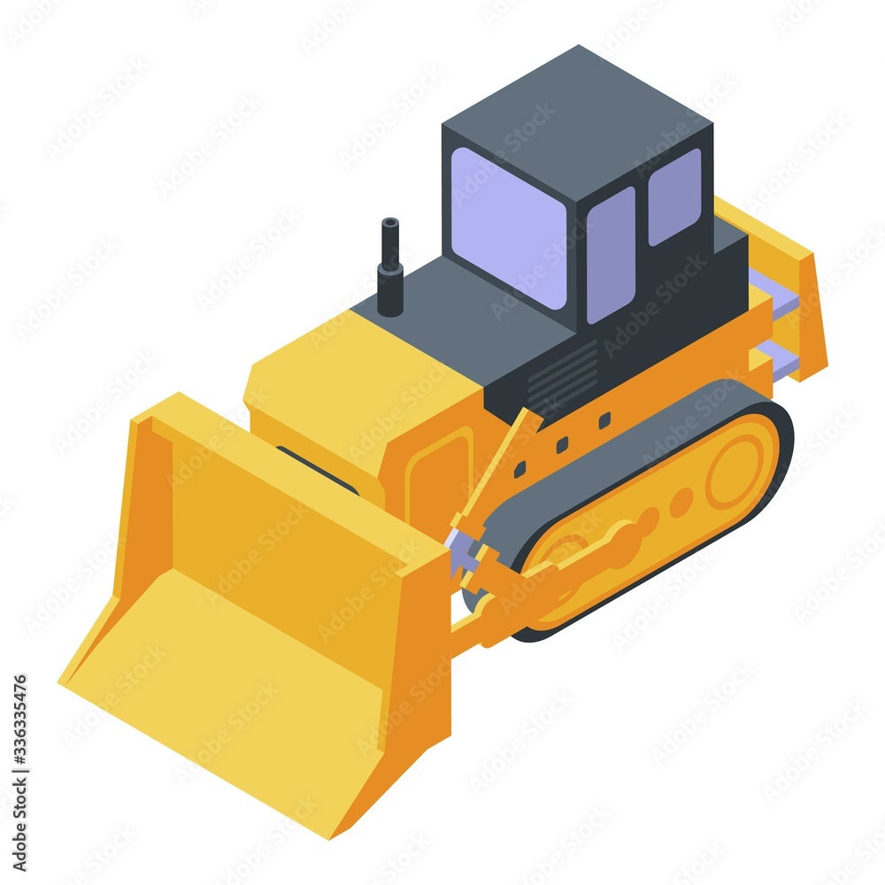 Poster crawler tractor icon. isometric of crawler tractor vector icon for web design isolated on white back