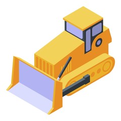 Bulldozer cawler machine icon. Isometric of bulldozer cawler machine vector icon for web design isolated on white background