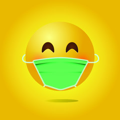Emoji with medical mask free vector