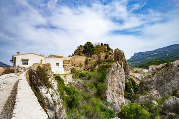 The famous Bell Tower and Gateway at Guadalest near Benidorm in Spain, horizontal- travel background.