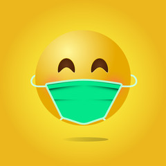 Emoji with medical mask free vector