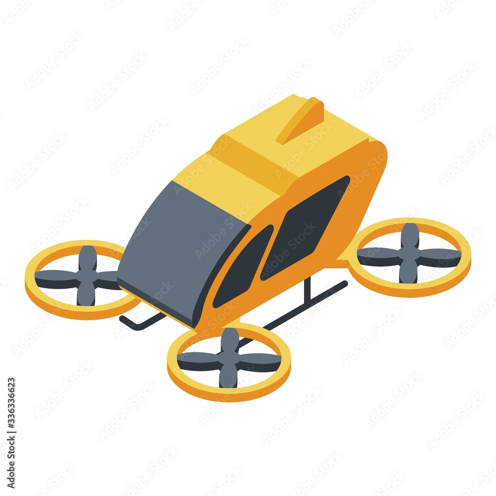 Poster drone taxi service icon. isometric of drone taxi service vector icon for web design isolated on whit