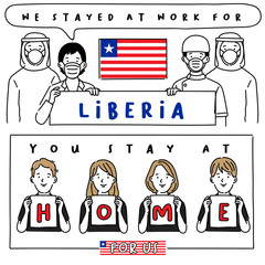 Covid-19 quotes from hospital workers with national flag : I stayed at work for you, You stay at home for us. : Vector Illustration