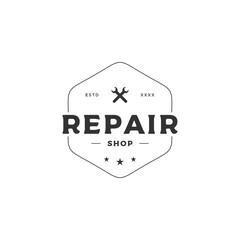 Repair shop logo design vector illustration