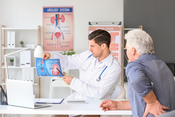 Fototapeta premium Senior man visiting urologist in clinic