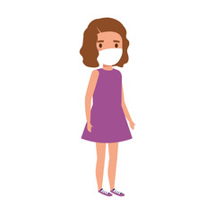 cute girl with face mask isolated icon vector illustration design