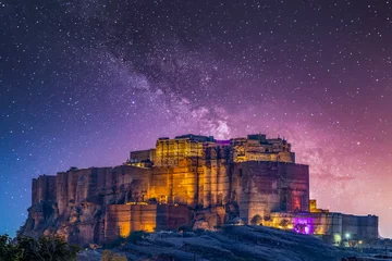 Fotobehang Mehrangarh Fort ancient architecture, located in Jodhpur, Rajasthan is one of the largest forts in India, UNESCO World heritage site, Blue City, Jodhpur, Rajasthan, India. © Kalyakan