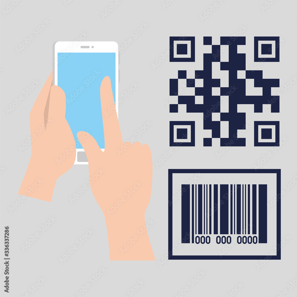 Poster qr code and smartphone design of technology scan information business price communication barcode di