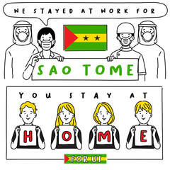 Covid-19 quotes from hospital workers with national flag : I stayed at work for you, You stay at home for us. : Vector Illustration