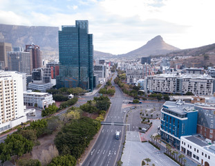 Cape Town, South Africa - 6 April 2020 : Empty streets in Cape Town during the Coronavirus lockdown
