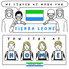 Covid-19 quotes from hospital workers with national flag : I stayed at work for you, You stay at home for us. : Vector Illustration