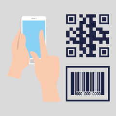 qr code and smartphone design of technology scan information business price communication barcode digital and data theme Vector illustration