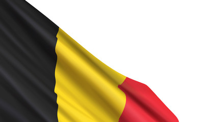 The realistic flag of Belgium isolated on a white background. Vector element for Belgian National Day, Armistice Day.