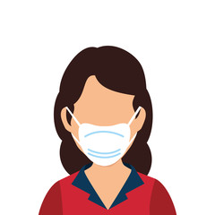 young woman with face mask isolated icon vector illustration design