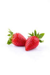 Two strawberries on a white background, isolate