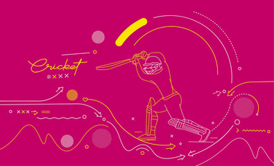 Fototapeta premium Cricket horizontal banner batsman championship background. Use for cover, poster, template, brochure, decorated, flyer, banner.