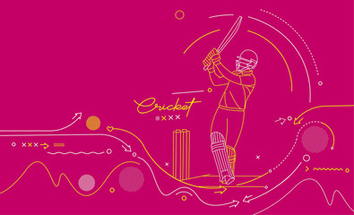 Cricket horizontal banner batsman championship background. Use for cover, poster, template, brochure, decorated, flyer, banner.