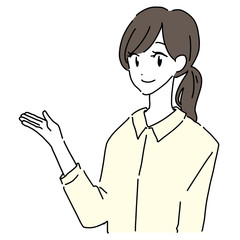 こちらです　店員　指示