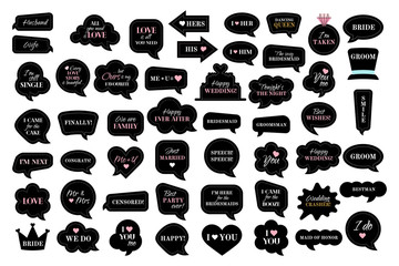 Photo booth props for wedding party bride