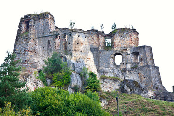 Very impressive ruins of the Gothic castle in Odrzykon lie on a rocky hill near Krosno (Poland) at an altitude of 452 m