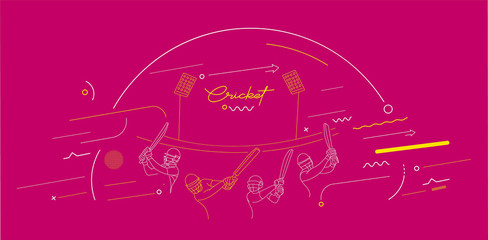 Obraz premium Cricket horizontal banner batsman championship background. Use for cover, poster, template, brochure, decorated, flyer, banner.