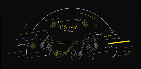 Cricket horizontal banner batsman championship background. Use for cover, poster, template, brochure, decorated, flyer, banner.