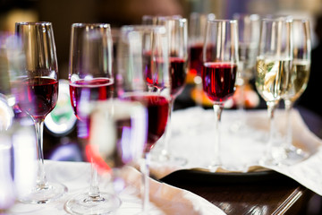 Luxury glasses with champagne on the table