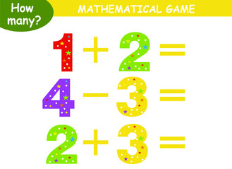 examples of addition and subtraction. educational page with mathematical examples for children.