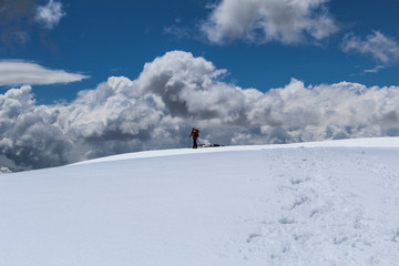 Naklejka na ściany i meble winter trip with snowshoes to Mount Besimauda or Bisalta