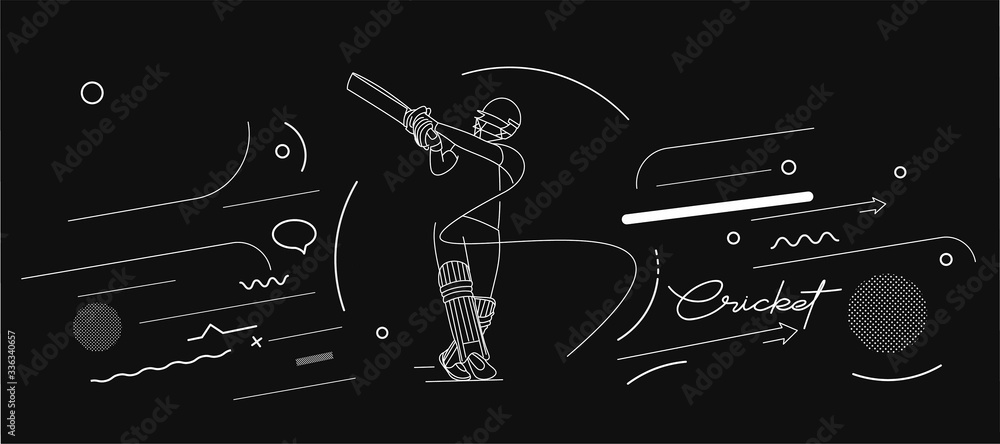 Wall mural cricket horizontal banner batsman championship background. use for cover, poster, template, brochure