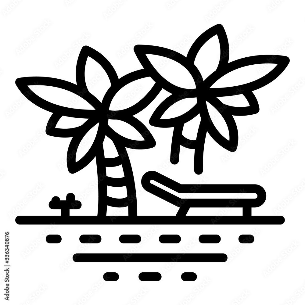 Poster palm tree beach icon. outline palm tree beach vector icon for web design isolated on white backgroun