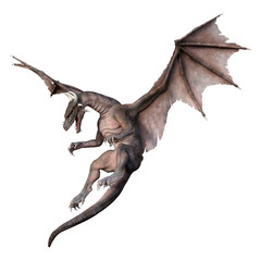 3D Rendering Fairy Tale Dragon on White