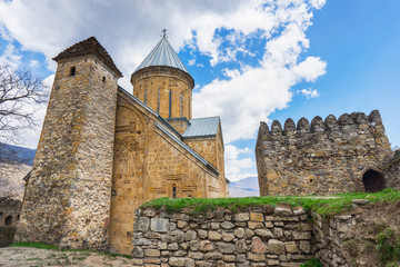 Ananuri in Georgia, fortress with orthodox monastery, tower and church.