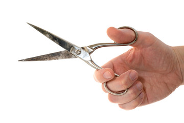 Hand holding a scissors