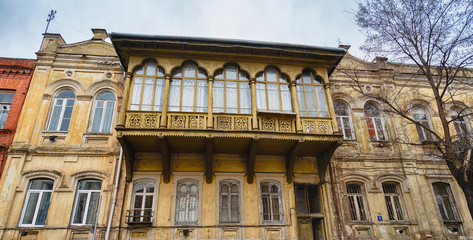 House with a traditional balcony in Tbilisi. Old city.