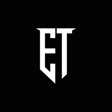 ET logo monogram with emblem shield style design template
