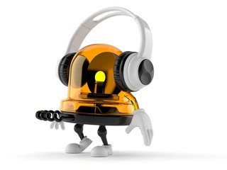 Emergency siren character with headphones