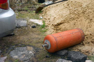 LPG bottle droped on the ground