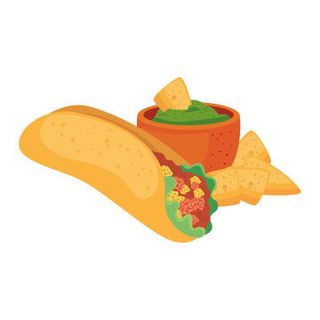 Mexican burrito nachos and bowl design, Mexico culture tourism landmark latin and party theme Vector illustration