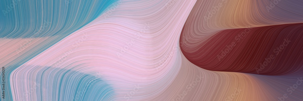 Poster abstract dynamic header with silver, old mauve and blue chill colors. fluid curved flowing waves and